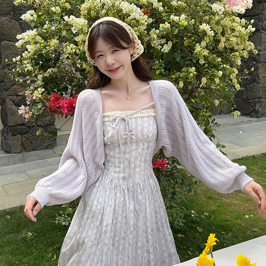 西遇法式碎花吊带裙套装女2025年夏季新款薄款空调衫上衣两件套SS050498/SS050497 商品图2