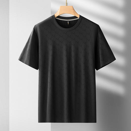 【冰丝无痕】【DDS】大依优型大码男装提花短袖T恤透气加肥加大大号半袖上衣男士胖子 商品图0