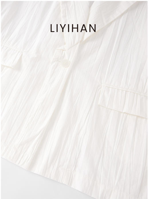 LIYIHAN沉梦 | 25春棉压褶西装外套白色西装小众设计宽松高级感 商品图3