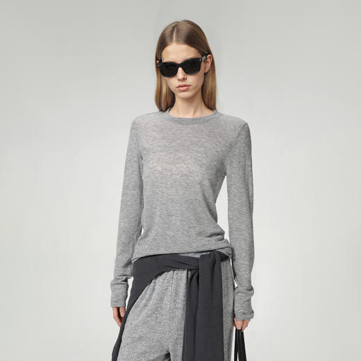 ROMI STUDIO “基础随性” 超细支100%水溶羊毛圆领打底T恤421T7093 商品图0