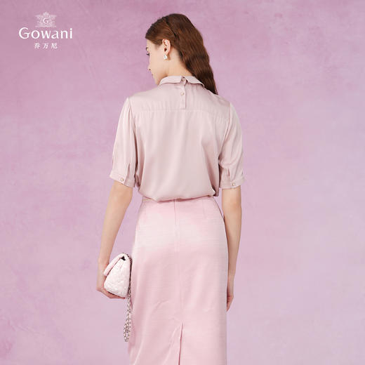 【两色可选】乔万尼新款衬衣领真丝小衫上衣EI2C876 商品图8