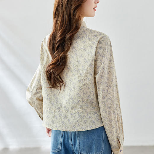 百媚生 纯棉碎花衬衫女上衣51111 商品图3