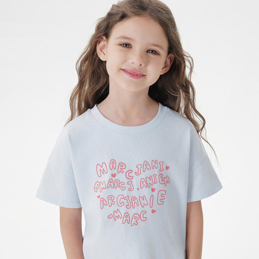 【凉感透气】马克珍妮女童爱心字母短袖T恤 儿童夏装新款550679 商品图4