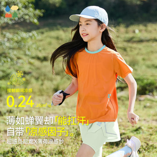 【110-170码】【风孔冰冰短袖T恤】森林棠25夏款儿童轻量凉感透气洞洞布短袖40322528 商品图1