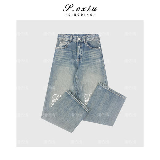 04-3潘依绣丁丁宠粉100%棉Logo贴袋拉链牛仔裤 S8121 商品图1