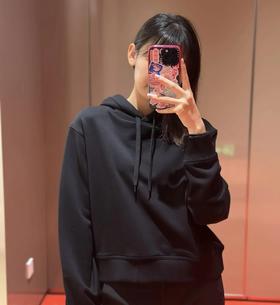 贸易公司  B家短款连帽卫衣 经典格纹徽标刺绣帽衫
