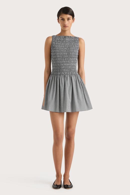 Faithfull The Brand - Noa Mini Dress - Gingham - Black - 女装 - 连身裙 - 黑色格子 商品图1