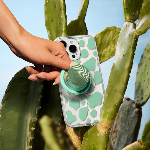 【绿洲物语】薄荷奶牛 POPCASE手机壳 MagSafe Popcase磁吸款 绿色 拼贴 iPhone16/15/14 商品图1