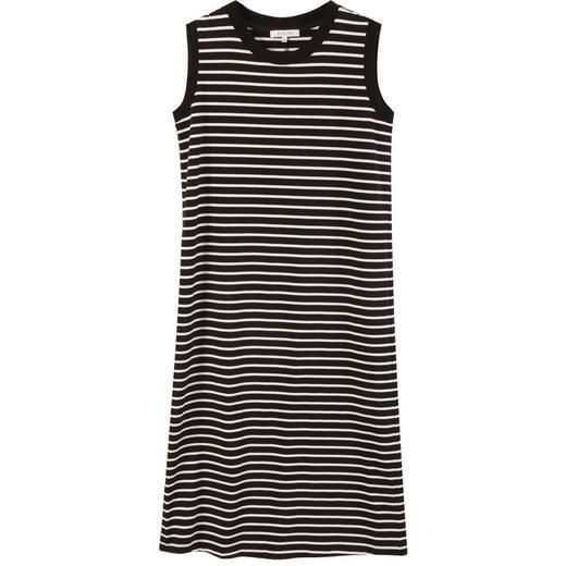 玳莎黑白条纹圆领无袖连衣裙2025新款夏季百搭直筒弹力针织背心裙  FB35001 商品图4