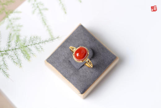 南红戒指【赤璎】，925银镶，活扣可调节 商品图2