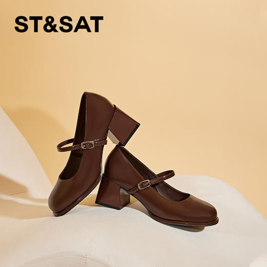 星期六简约圆头粗跟玛丽珍单鞋SSC1111746 商品图6