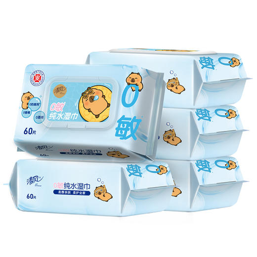 清风 EDI纯水抽取式湿巾60片5包整箱 加厚升级 敏肌安心 48小时发货 商品图6