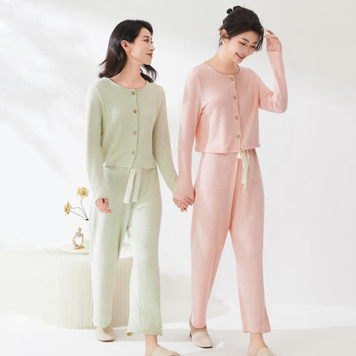 爱帝 小香风女式花纱长袖长裤套装 商品图0