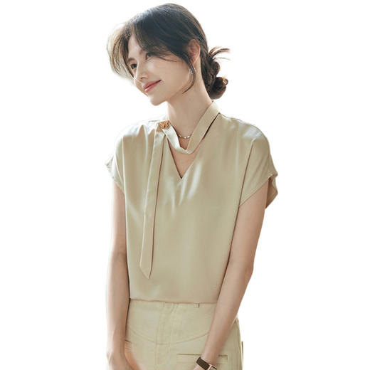 2025新款纯色百搭套头短袖修身优雅女式t恤夏季 商品图4