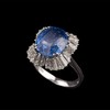 独角鹿西洋古董 20世纪欧洲出品铂金镶嵌斯里兰卡无烧蓝宝石及钻石戒指 商品缩略图3