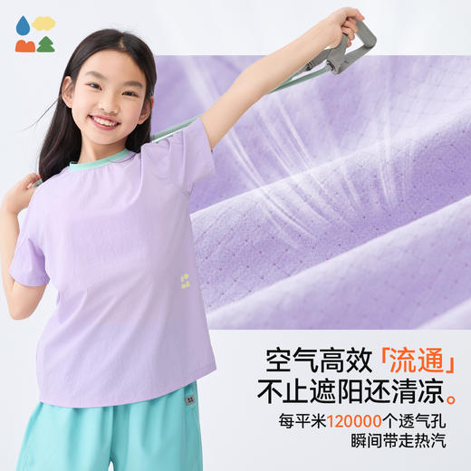 【110-170码】【风孔冰冰短袖T恤】森林棠25夏款儿童轻量凉感透气洞洞布短袖40322528 商品图2