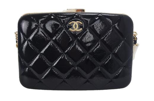CHANEL香奈儿 金属链条品牌Logo 羊皮 化妆盒手袋单肩斜挎包 黑色 商品图0