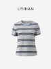 LIYIHAN序章 | 25夏棉条纹手工缝线T恤短款圆领宽松百搭短袖舒适 商品缩略图0