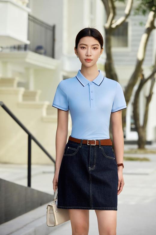 莫代尔桑蚕丝珠地7A抗菌间色翻领POLO衫 商品图6