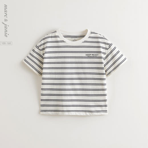 马克珍妮男童休闲夏日条纹短袖T恤 儿童上衣2025年夏装新款550627 商品图0