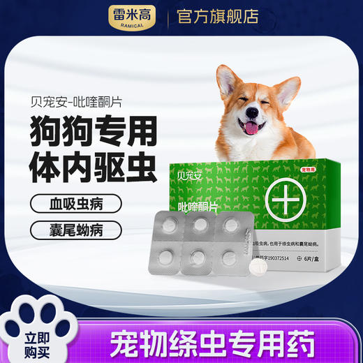 【积分兑换】雷米高体内驱虫打虫药宠物体内吡喹酮片(驱虫一粒清）6片 商品图0