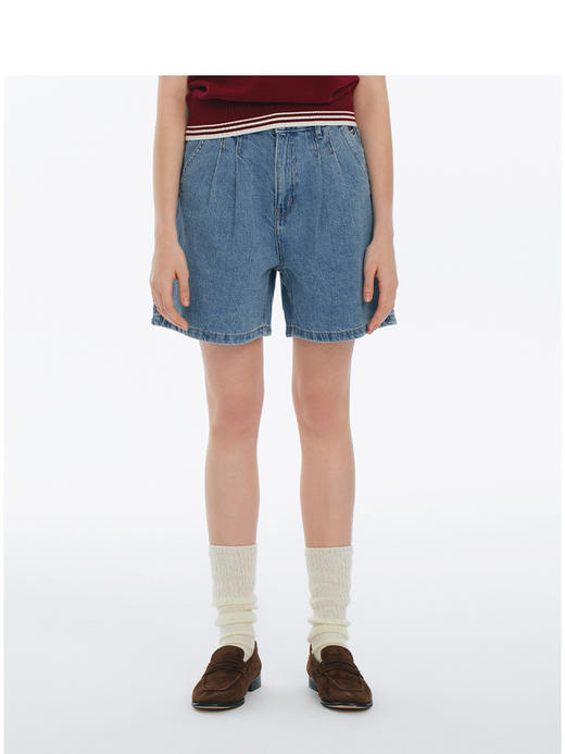 Teenie Weenie小熊卡通牛仔短裤女春季女牛仔裤TTTF25M401Z 商品图0