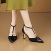 【预售5天】一字扣带中空单鞋包头高跟鞋女春夏季新款性感尖头T型凉鞋HY&H3658 商品缩略图1