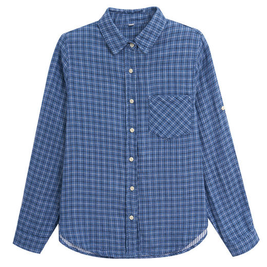 百媚生 春秋季外搭韩系蓝色格子衬衫外套51093 商品图4