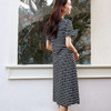 玳莎黑白条纹连衣裙2025夏季新款宽松显瘦休闲百搭短袖圆领中长裙  FB35101 商品缩略图2