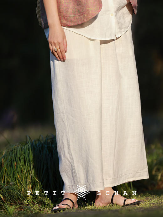 PETIT SCHAN小闪 CLO#782 wrapped like a cloud 如云裹身 亚麻莱赛尔松紧腰百搭打底裤直筒裤 商品图4