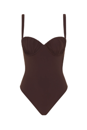 Faithfull The Brand - Frida One Piece - Coffee - 女装 - 连体泳衣 - 咖色