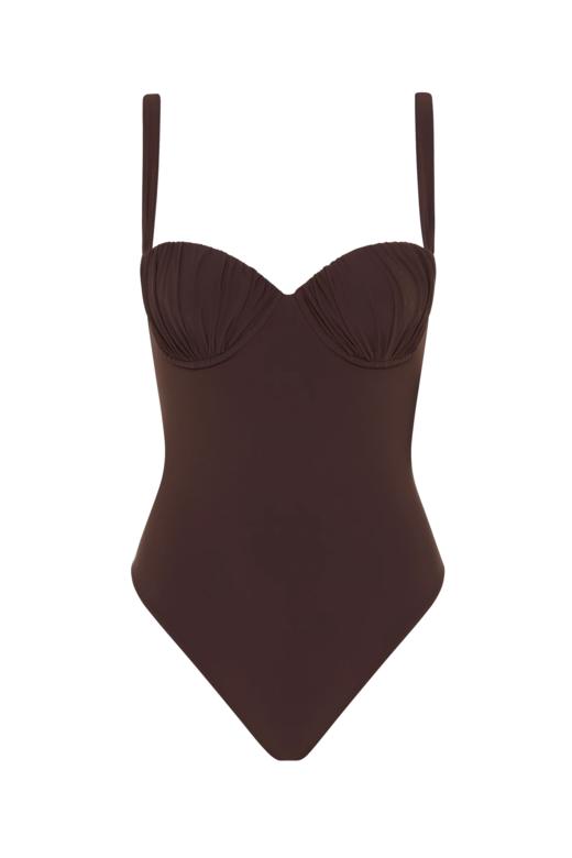 Faithfull The Brand - Frida One Piece - Coffee - 女装 - 连体泳衣 - 咖色 商品图0