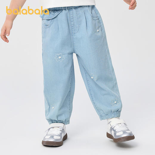 巴拉巴拉童装儿童牛仔裤女童长裤宽松2025夏新款裤子 商品图0