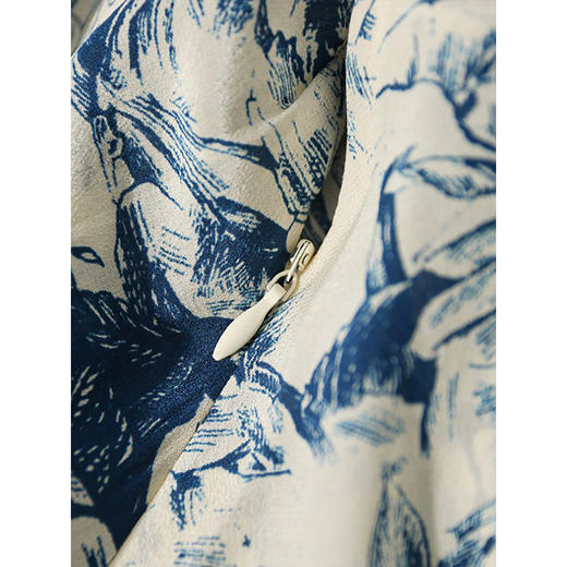 丁摩 新国风重磅真丝连衣裙 青花瓷 桑蚕丝裙子LZ2151 商品图2