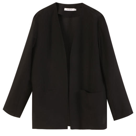 玳莎气质无领西装女2025年夏季新款通勤简约黑色醋酸真丝混纺外套  FB37303 商品图4