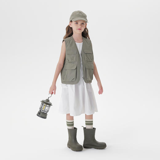 马克珍妮夏装 女童简约风花边大口袋背心裙连衣裙550530 商品图1