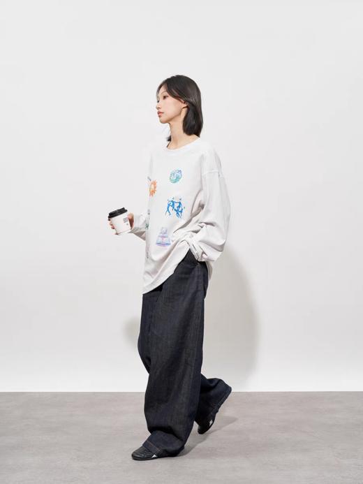 FMACM/TX2505/郊游手绘印花压线竹节棉凉感长袖T恤 商品图3
