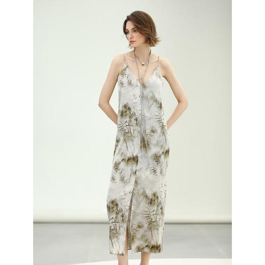 COCOBELLA[空濛烟雨]新中式优雅连衣裙奢华国风吊带裙FR0070 商品图3