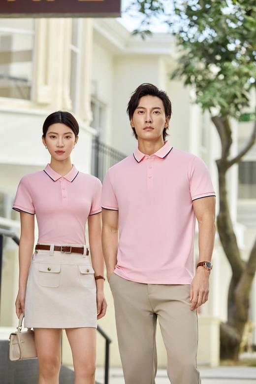 莫代尔桑蚕丝珠地7A抗菌间色翻领POLO衫 商品图1