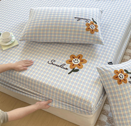 2025春夏色织水洗棉单品床笠、夏被 软糯柔韧耐磨透气全棉床笠三件套 商品图11