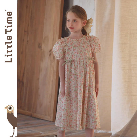 Little time女童连衣裙2025夏新款儿童洋气田园公主裙碎花棉布裙 商品图2