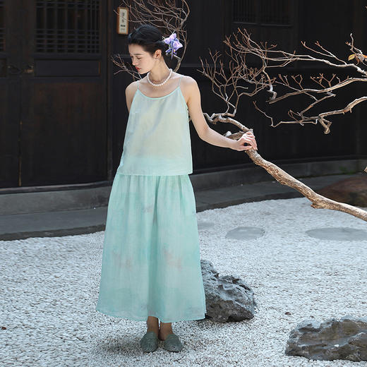 绽放292朵/【宋瓷系列】夏季新款桑蚕丝棉背心文艺打底叠穿吊带 商品图0