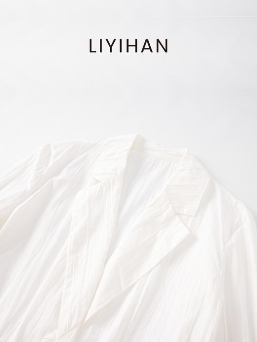 LIYIHAN沉梦 | 25春棉压褶西装外套白色西装小众设计宽松高级感 商品图2