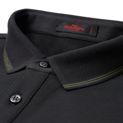 【含羊毛】柒牌polo衫男士2023秋冬新款时尚休闲字母提花翻领T恤125T70260 商品图2