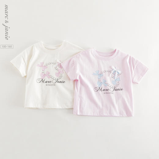 马克珍妮女童立体蝴蝶结短袖T恤 儿童上衣2025年夏装新款550693 商品图0