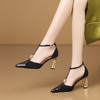 【预售5天】一字扣带中空单鞋包头高跟鞋女春夏季新款性感尖头T型凉鞋HY&H3658 商品缩略图2