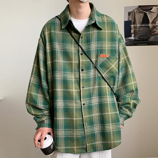 【特大码】【新款DH】大依优型大码短袖衬衫时尚翻领格子雷萨加肥加大休闲胖子宽松上衣男装潮流 商品图4