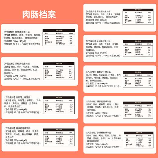 无添加【限时送超值赠品】追肉记  烤肠320g/盒 400g/包 黑猪味/芝士味/黑胡椒味/藤椒脆骨味 多种口味可选，含肉量≥80% 商品图11