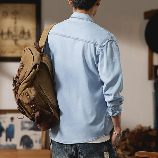 【莱赛尔天丝】【DQ】大依优型大码男装莱赛尔天丝休闲长袖衬衫宽松百搭薄款长袖衬衣上衣男士 商品图2