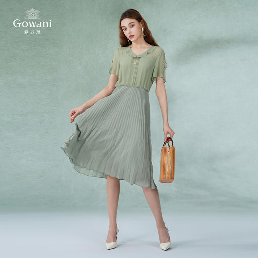 乔万尼连衣裙新款夏季女法式气质经典款衬衫假两件DF2E420 商品图2